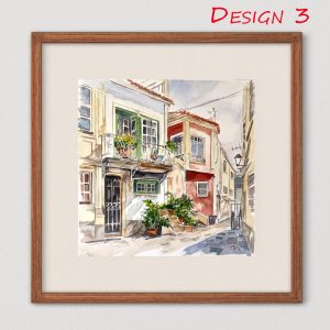 Lisbon Painting Portugal Original Watercolor Painting Wall Art Cityscape Fine Art Painting Lisbon Skyline by Irina Kurganskaya